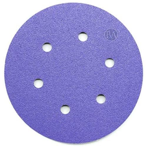 Benchmark Abrasives 6'' Ceramic 6 Hole Film Backed Hook & Loop Discs - 50 Pack (1,000 Grit)