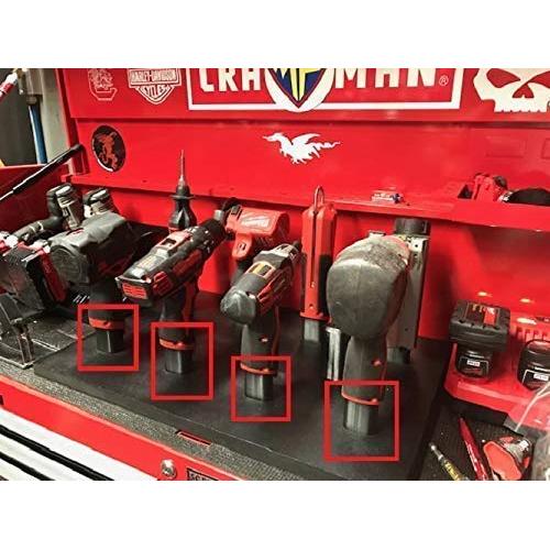 Milwaukee M12 12v Lithium Ion Cordless power tools Stealth Mount hanger holder from battery slot Black by eToolz (2 packs)