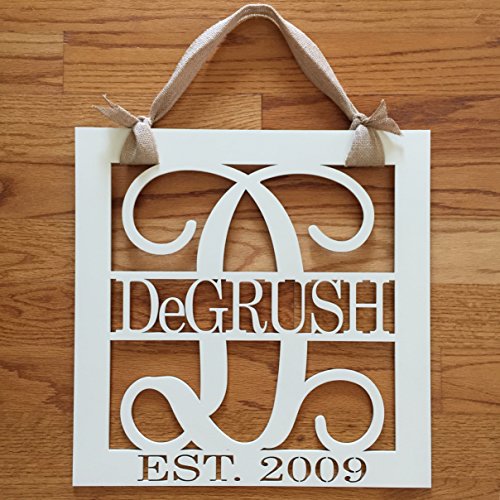 Last Name Door Hanging Year Established - Family Monogram Door Hanger - Wood Square Door Hanger - Wedding Gift - Housewarming Gift