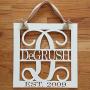Last Name Door Hanging Year Established - Family Monogram Door Hanger - Wood Square Door Hanger - Wedding Gift - Housewarming Gift