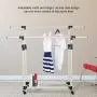 EBTOOLS Clothes Rack Adjustable Collapsible Rolling Double Rails Garment Holder Clothes Coat Wardrobe Rack Dryer Hanger with Storage Net or Home Kitchen Living Room