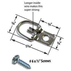 D Ring Picture Hangers with Screws - Pro Quality d-Rings - 100 Pack - Picture Hang Solutions