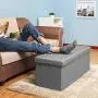 SONGMICS Folding Storage Ottoman Bench Storage Chest Foot Rest Stool with Metal Support, Holds up to 660lb, Light Grey ULSF77G