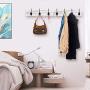 Y&ME YM Coat Hooks Wall Mounted Set of 2,White Rustic Wood Coat Rack with 8 Sturdy Bronze Hooks, White Hanging Wall Coat Hooks Rack for Entryway, Bathroom, Closet Room, 16 x 2.4 x 0.6 Inch
