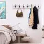 Y&ME YM Coat Hooks Wall Mounted Set of 2,White Rustic Wood Coat Rack with 8 Sturdy Bronze Hooks, White Hanging Wall Coat Hooks Rack for Entryway, Bathroom, Closet Room, 16 x 2.4 x 0.6 Inch
