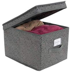 Simplify Large Embossed Nest Storage Boxes with Lid, Foldable, Closet Organizer, Off Season Items, Toys, Linens, Grey