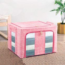 Aimbinet Storage Boxes Foldable Storage Bag Dust Moisture Proof Wardrobe Organized Boxes for Quilt Clothing 1PC (Pink)