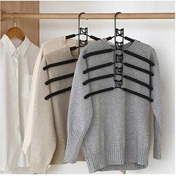 2pcs Multi-Layers Clothes Hanger 5 in 1 Detachable Pants Holder Wardrobe Anti-Slip Sponge T-Shirt Jeans Rack Space Saving Organizer