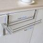 SYIDINZN Paper Towel Hanger Holder, Stainless Steel Kitchen Roll Paper Towel Holder Tissue Hanger Organizer Rack for Kitchen Under Cabinet Over Door (Large Size)