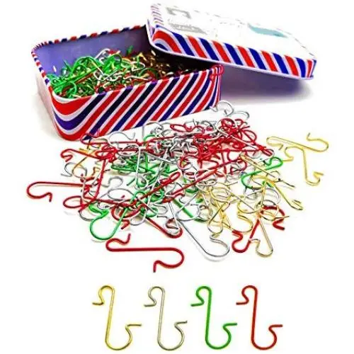 Hyamass 200Pcs Xmas Ornament Hooks Metal Wire Hooks Mini Hangers Stainless Steel S-Shaped Hangers Ornament Hangers with Storage Boxes for Christmas Tree Decoration DIY Craft(Gold, Silver, Red and Green) Hyamass 200Pcs Xmas Ornament Hooks Metal Wire Hooks Mini Hangers Stainless Steel S-Shaped Hangers Ornament Hangers with Storage Boxes for Christmas Tree Decoration DIY Craft(Gold, Silver, Red and Green)