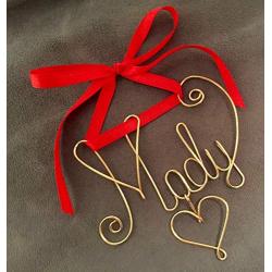 Personalized Gold or Silver Wire Name Valentines Day Gift~Wall or Door Hanger~Ornament~Any Name~2, 3, 4 Names possible~Year, Date 2019 option~Love Heart~Keepsake~The Original