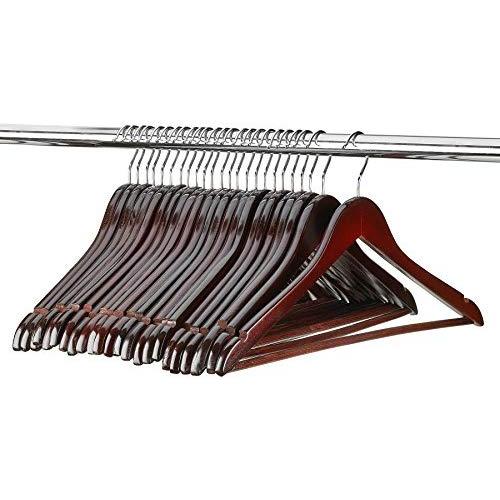 FloridaBrands Wooden Dress Hangers, Mahogany Wood Suit Clothes Hangers with High Grade Extra Smooth Finish & Chrome Hook to Organize Your Wardrobe - (Pack of 24)