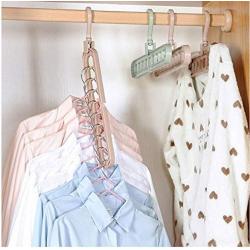 10pcs Random Color Multi-Functional 9 Holes Clothes Hanger Skirt Shirt Coat Drying Hang Rack Wardrobe Storage Organizer Space-Saving Cabide