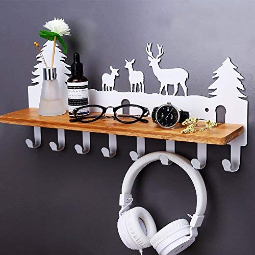 GRECLE Coat and Hat Rack Wall Mounted or Easy-to-Apply 3M Mounting Tape, Home Hook, Garment Rack, Clothes Hanger Holder, Coat Hook Rail with Bamboo Shelf, Wood Organizer Storage ? 8 or 6 Metal Hooks GRECLE Coat and Hat Rack Wall Mounted or Easy-to-Apply 3M Mounting Tape, Home Hook, Garment Rack, Clothes Hanger Holder, Coat Hook Rail with Bamboo Shelf, Wood Organizer Storage ? 8 or 6 Metal Hooks
