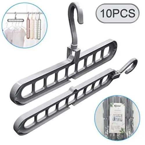 Benooa Magic Hangers Organizer,Rotate Anti Skid Hanger,Space Saving Hangers,Foldable Closet Storage Coat Hangers,Pack of 10 Standard Hangers with 9 Holes,Sturdy Plastic Benooa Magic Hangers Organizer,Rotate Anti Skid Hanger,Space Saving Hangers,Foldable Closet Storage Coat Hangers,Pack of 10 Standard Hangers with 9 Holes,Sturdy Plastic