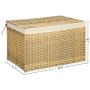 SONGMICS Storage Boxes with Cotton Liner, Rattan-Style Storage Basket, Laundry Hamper with Lid and Handles, for Bedroom Closet Laundry Room, 29.9 x 17.7 x 18.1 Inches, Natural URST76NL