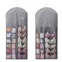 Lijuan Qin Dual-Sided Hanging Closet Organizer Mesh Pockets, Space Saving Wall Hanging Clothes Storage Hanger for Bra Stockings Socks Underwear Suits