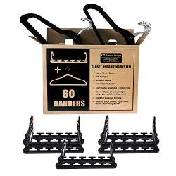 Wonder Hanger Max Velvet Hanger Combo, 10 Hanging Closet Organizers w/ 50 Velvet Hangers - Black