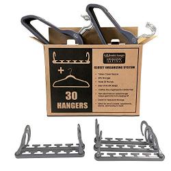 Wonder Hanger Max Velvet Hanger Combo, 5 Hanging Closet Organizers w/ 25 Velvet Hangers - Grey