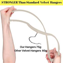 Premium Quality Velvet Hanger Set of 50 - Ultra -Thin No Slip Velvet Suit Hangers - Swivel Hooks, Stronger Than Standard Velvet Hangers - Space Saving Clothes Hangers - Ivory