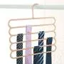 Gnc33Ouhen 5-Tier Trousers Holder Hook Scarf Wraps Shawl Ties Pants Storage Hanger Wardrobe Shelf Jeans Skirts Scarf Ties Towels Space Saving Clothes Slack Hangers Closet Blue