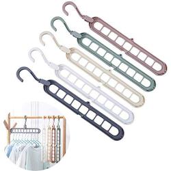 Daxin 5pcs/Set Magic Clothes Hanger Organizer,Closet Space Saving Plastic Multi Functional Wardrobe Rotate,Anti-Skid Storage Coat Hangers