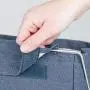 mDesign Bedside Hanging Storage Organizer Caddy Pocket - 5 Pockets, Elastic Side Straps for Tissue Boxes - Heavy Weight Cotton Canvas, Metal Wire Hanger - Denim Blue/Satin