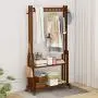 ZHEN GUO Bamboo Garment Rack Coat Tree Free Standing, Hallway Coat and Shoe Rack On Wheels with 2 Tier Storage Shelves, Clothes Hanger Hat Holder for Home and Office (Size : 70cm) ZHEN GUO Bamboo Garment Rack Coat Tree Free Standing, Hallway Coat and Shoe Rack On Wheels with 2 Tier Storage Shelves, Clothes Hanger Hat Holder for Home and Office (Size : 70cm)
