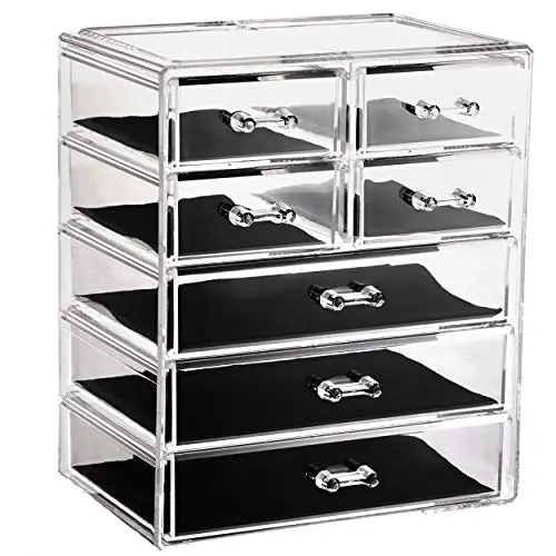 Makeup Organizer Acrylic Cosmetic with 7 Storage Drawers and Jewelry Display Boxes One-piece Makeup Organizer Acrylic Cosmetic with 7 Storage Drawers and Jewelry Display Boxes One-piece