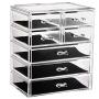 Makeup Organizer Acrylic Cosmetic with 7 Storage Drawers and Jewelry Display Boxes One-piece