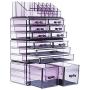 Readaeer Makeup Cosmetics Organizer Storage Display Boxes with 12 Drawers (Purple)