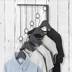 MyGift Wall Mounted Set of 3 Garment Racks, 5 Ring Clothing Organizers, Black