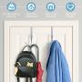 IEOKE Over The Door Hooks, Metal Twin Hook Organizer Rack Door Hangers Cubical Hook for Hanging Bags Backpack Hats Closet Coats Clothing Bathroom Towels (Silver)