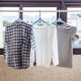 Heavy Duty Extra Wide Hanger Adjustable Shoulder 15.7"-26.5" Drying Hanger with Wind-Proof Swivel Hook 3 Pack, Sturdy Large Hangers for Wide Shirts, Polos, Tops, Cardigans, Heavy Winter Coats, Blue