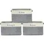 Sorbus Storage Basket Set [Pack 3] Large 15 x 10 x 9 Live Laugh and Love, Big Rectangular Fabric Collapsible Organizer Bins with Carry Handles for Easy Use (Storage Grey Bins - Lowercase Text)