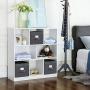 SONGMICS Set of 3 Foldable Storage Boxes with Lids, Fabric Cubes with Label Holders, Storage Bins Organizer, 11.8 x 15.7 x 9.8 Inches, Smoky Gray URYLB40G