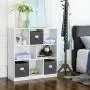 SONGMICS Set of 3 Foldable Storage Boxes with Lids, Fabric Cubes with Label Holders, Storage Bins Organizer, 11.8 x 15.7 x 9.8 Inches, Smoky Gray URYLB40G