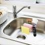Bogeer Sponge and Brush Holder for Kitchen Sink Sink Caddy Organizer for Sponge, Brush and Dishcloth Sponge Holder Dishwashing Holder Drainer Rack Sponge Holder, Stainless Steel, Reusable Adhesive