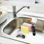 Bogeer Sponge and Brush Holder for Kitchen Sink Sink Caddy Organizer for Sponge, Brush and Dishcloth Sponge Holder Dishwashing Holder Drainer Rack Sponge Holder, Stainless Steel, Reusable Adhesive