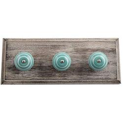 Indianshelf Handmade 1 Artistic Vintage Green Wooden Strip Coat Hooks Holders/Wall Hooks for Pictures
