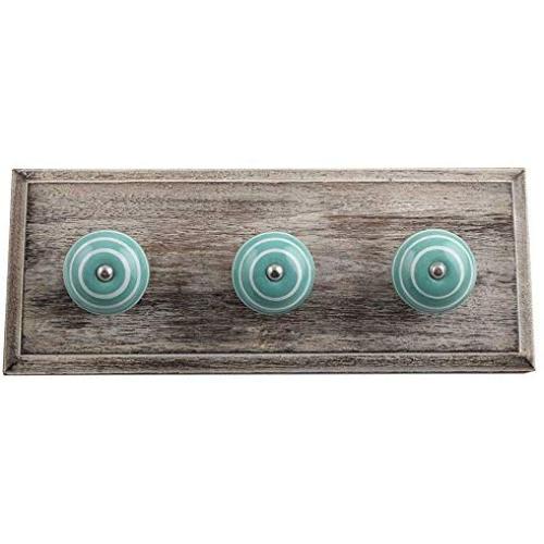 Indianshelf Handmade 1 Artistic Vintage Green Wooden Strip Coat Hooks Holders/Wall Hooks for Pictures