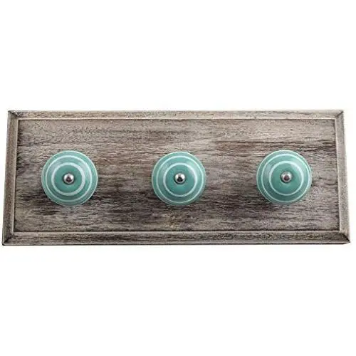 Indianshelf Handmade 1 Artistic Vintage Green Wooden Strip Coat Hooks Holders/Wall Hooks for Pictures Indianshelf Handmade 1 Artistic Vintage Green Wooden Strip Coat Hooks Holders/Wall Hooks for Pictures
