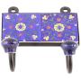 Indianshelf Handmade 1 Artistic Vintage Blue Ceramic Wheel Flower Key Hooks Holders/Key Hooks Wall Tile Mounted