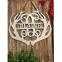 Deer Antler Last Name Sign 18 inch ACM Metal Signs For Man Cave Metal Monogram Door Hanger Personalized Gift Personalized Door Hanger Family Sign QUICK SHIPPING