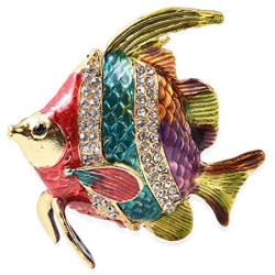 Shop LC Delivering Joy Multi Color Crystal Enameled Goldtone Fish Trinket Jewelry Organizer Boxes Storage