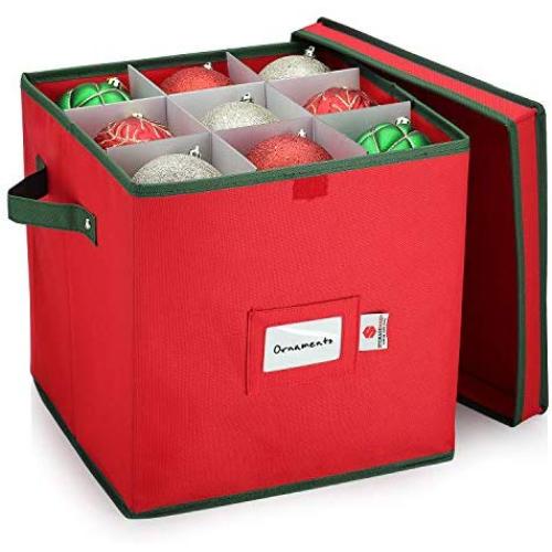 StorageMaid Christmas Ornament Storage Boxes - 3 Pack Large Ornament Boxes Organizer Fits Up to 27 Balls - Christmas Decoration Storage Containers with Exclusive Velcro Cover & Finger Slot