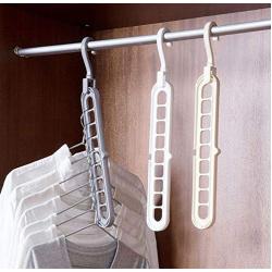 10pcs Random Color 9 Holes Clothes Hanger Plastic Storage Rack Wardrobe Clothing Organizer Coat Hook