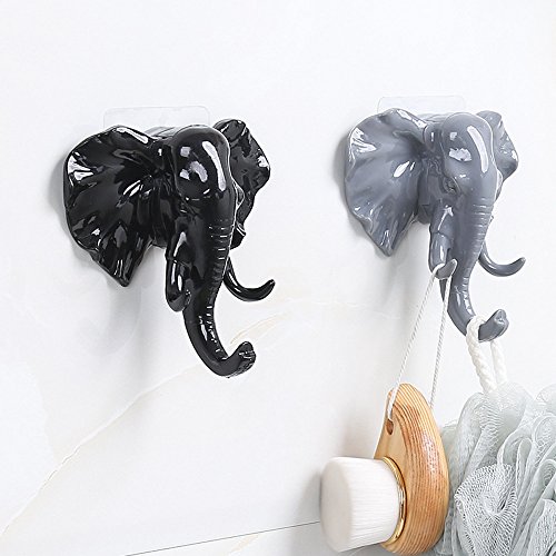 Wall Hook,Self Adhesive Wall Door Hook -hanger Bag Keys Sticky Holder -Removable Kitchen Bathroom Wall Rack -Towel Rack Without Screw and trackless -Shaver Hook Hanger Stand (Black)