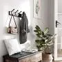 SONGMICS Over-The-Door Hook Rack, Wall-Mounted Coat Rack, Door Clothes Hanger with 4 Metal Hooks, for Living Room, Cloakroom, Bathroom, Dark Brown ULHR24BR