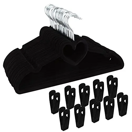 Corodo Velvet Hangers with Clips, Black Velvet Hangers Heavy Duty, 30 Pack Non Slip Clothes Hangers with 20 Pack Velvet Hangers Clips, Love Design Ultra Thin Pants Hangers for Space Saving Corodo Velvet Hangers with Clips, Black Velvet Hangers Heavy Duty, 30 Pack Non Slip Clothes Hangers with 20 Pack Velvet Hangers Clips, Love Design Ultra Thin Pants Hangers for Space Saving